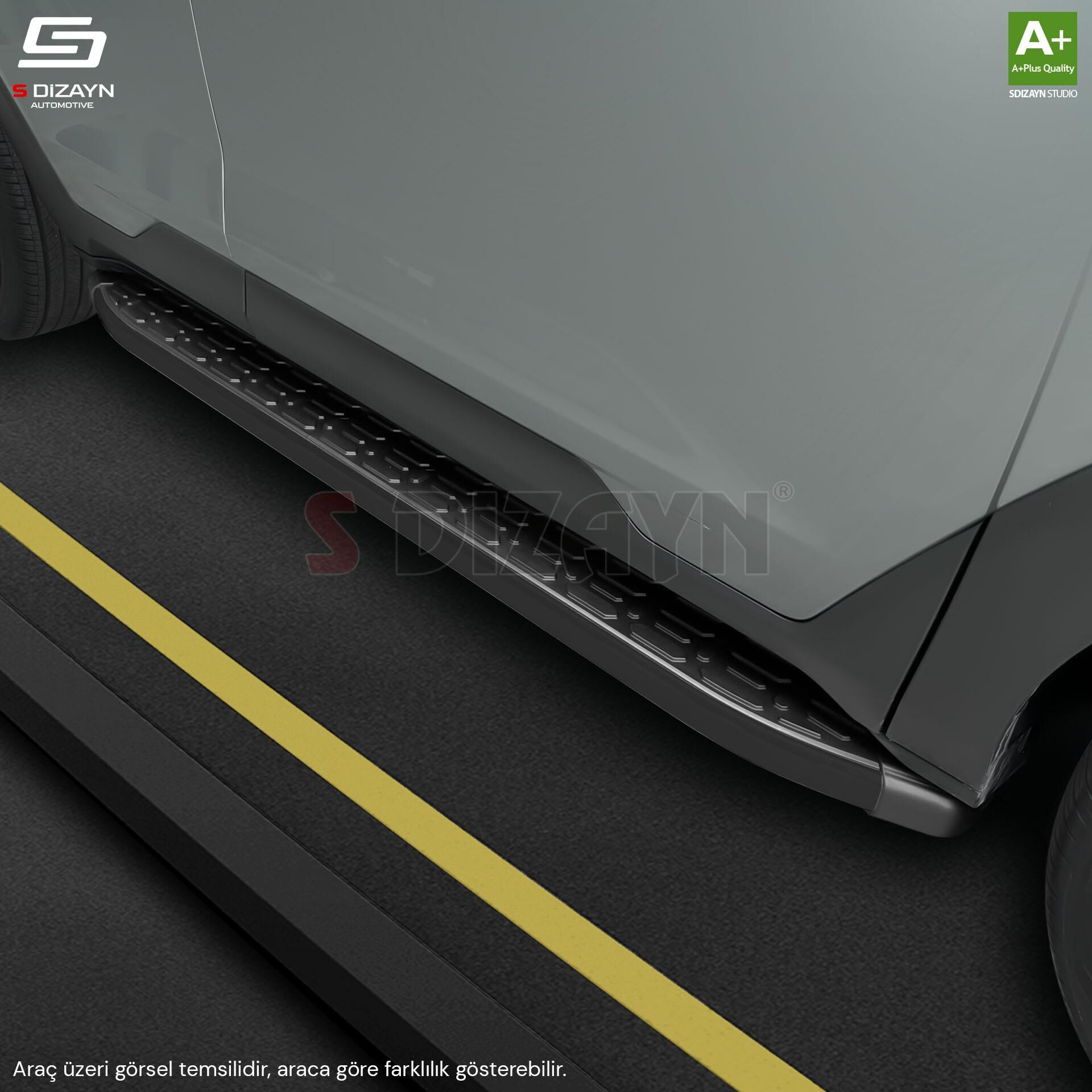 S-Dizayn Volkswagen Transporter T7 Kısa Şase Evo Siyah Yan Basamak 223 Cm 2025 Üzeri A+ Kalite