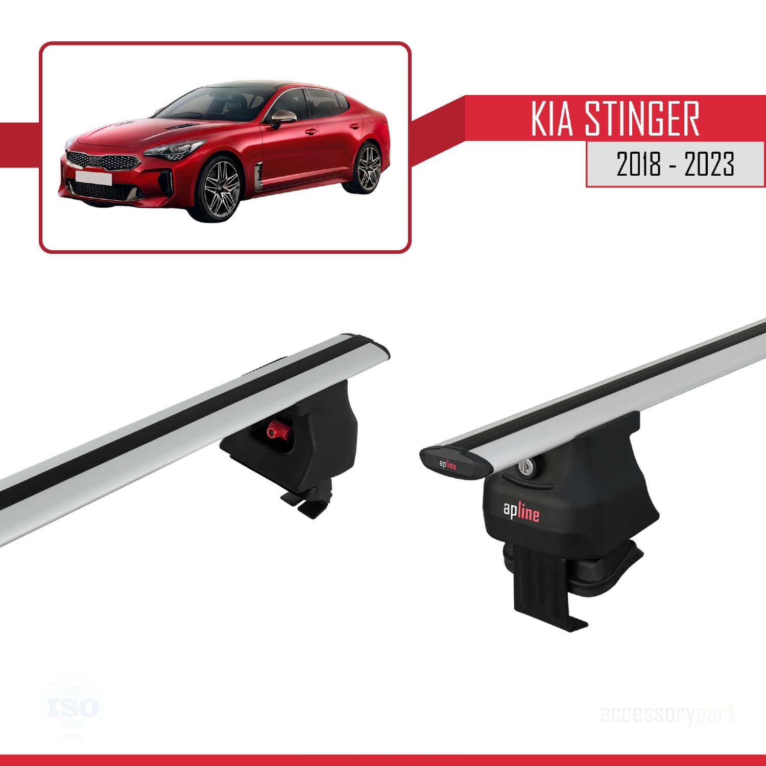 Kia Stinger 2018-2023 Arası ile uyumlu ACE-4 Ara Atkı Tavan Barı GRİ