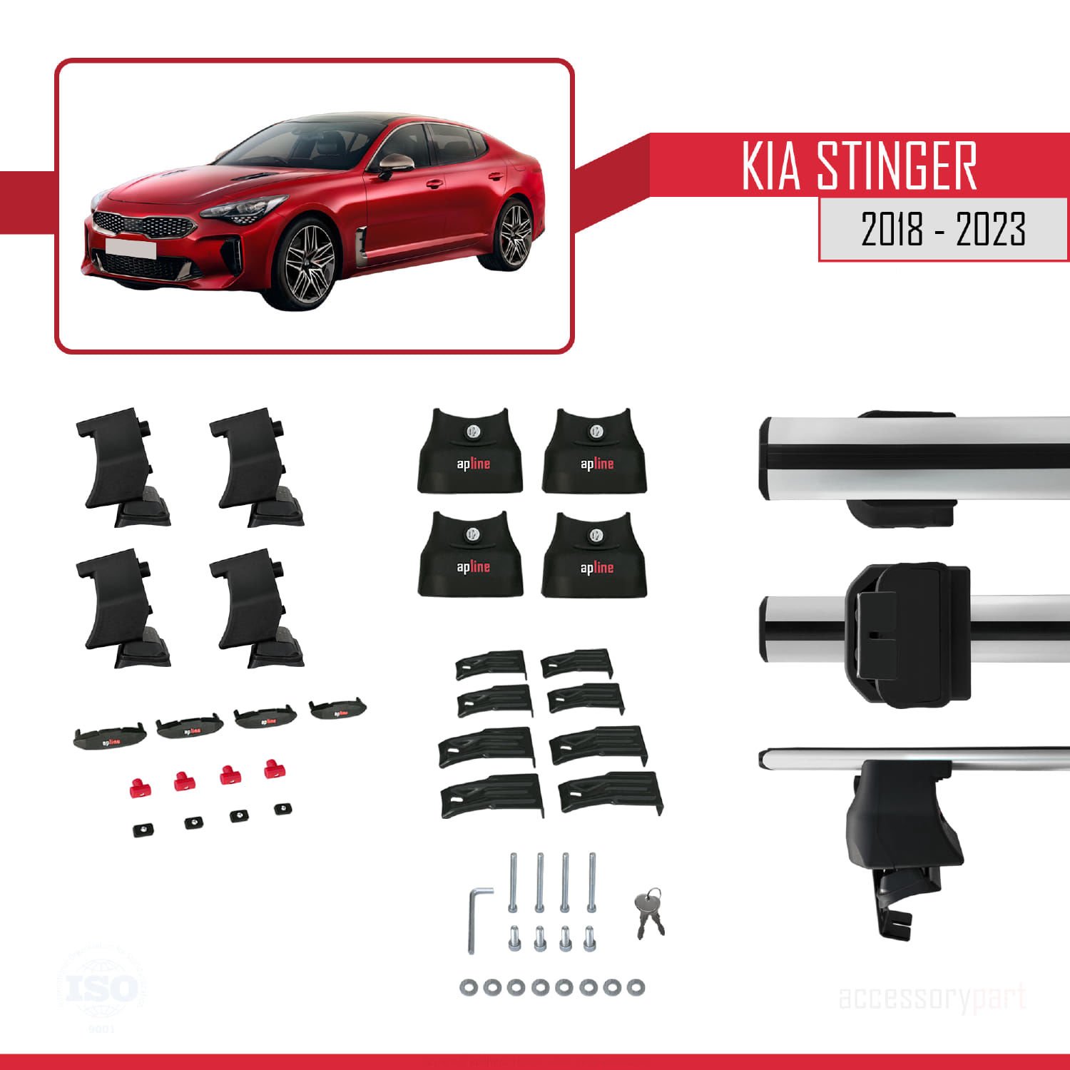 Kia Stinger 2018-2023 Arası ile uyumlu ACE-4 Ara Atkı Tavan Barı GRİ