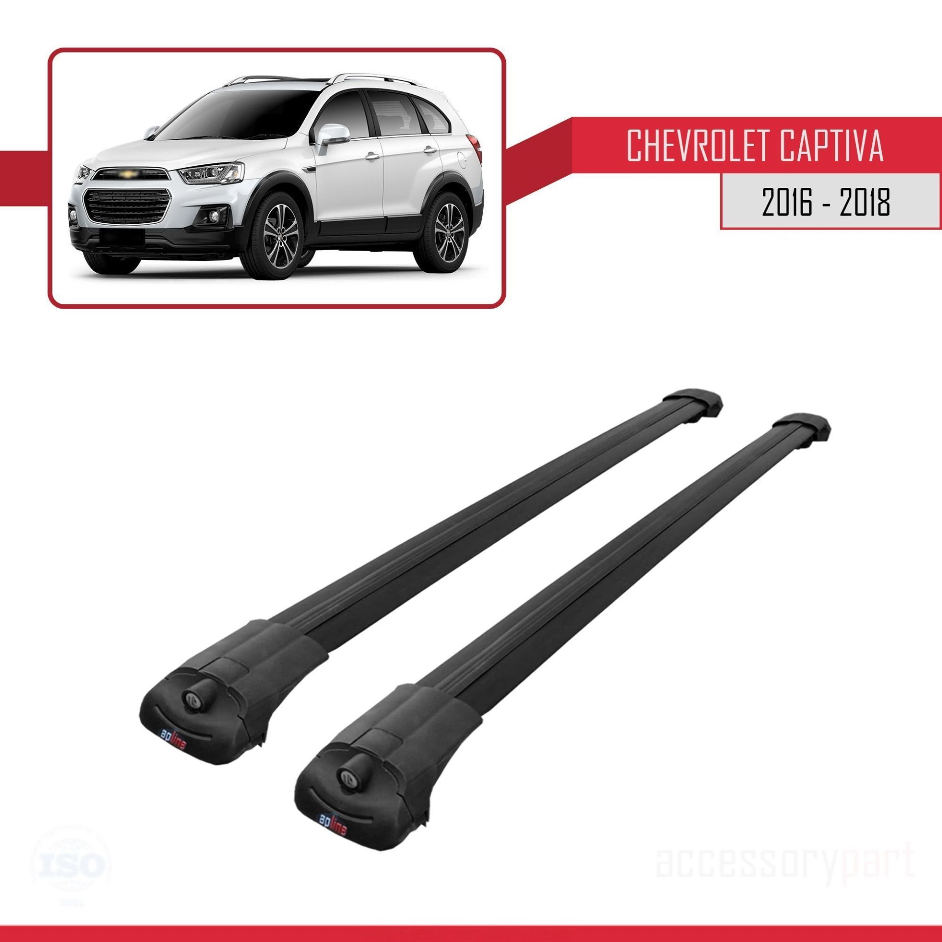 Chevrolet Captiva 2016-2018 Arası ile uyumlu ACE-1 Ara Atkı Tavan Barı SİYAH