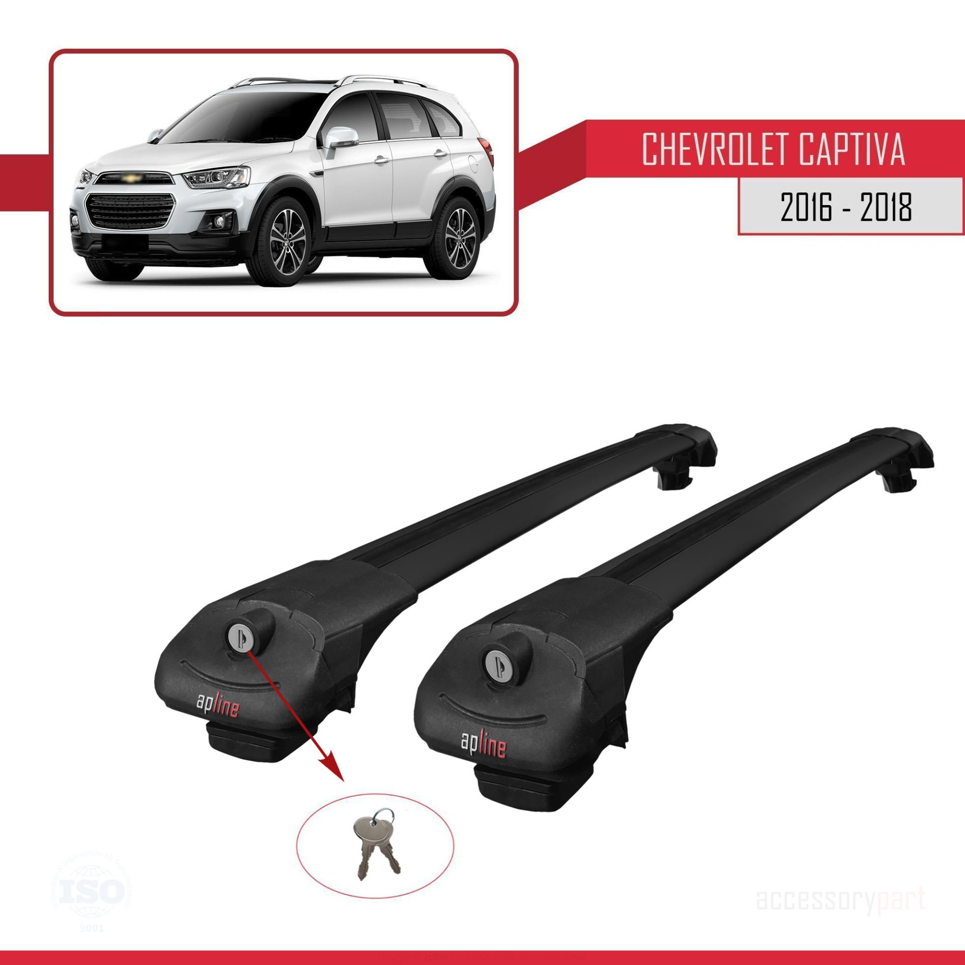 Chevrolet Captiva 2016-2018 Arası ile uyumlu ACE-1 Ara Atkı Tavan Barı SİYAH