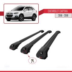 Chevrolet Captiva 2016-2018 Arası ile uyumlu ACE-1 Ara Atkı Tavan Barı SİYAH 3 ADET BAR