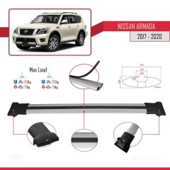 Nissan Armada Y62 2017-2020 Arası ile uyumlu FLY Model Ara Atkı Tavan Barı GRİ