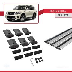 Nissan Armada Y62 2017-2020 Arası ile uyumlu FLY Model Ara Atkı Tavan Barı GRİ 3 ADET BAR