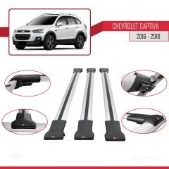 Chevrolet Captiva 2016-2018 Arası ile Uyumlu FLY Model Ara Atkı Tavan Barı GRİ 3 ADET BAR