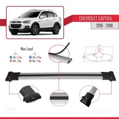 Chevrolet Captiva 2016-2018 Arası ile Uyumlu FLY Model Ara Atkı Tavan Barı GRİ 3 ADET BAR