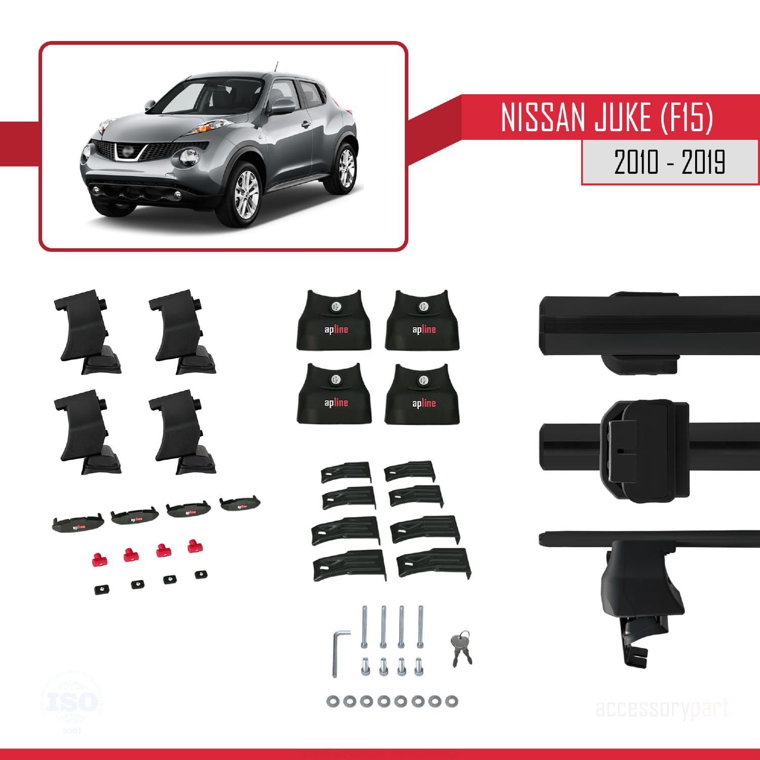 Nissan Juke (F15) 2010-2019 Arası ile uyumlu ACE-4 Ara Atkı Tavan Barı SİYAH