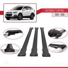 Chevrolet Captiva 2016-2018 Arası ile Uyumlu FLY Model Ara Atkı Tavan Barı SİYAH 3 ADET BAR