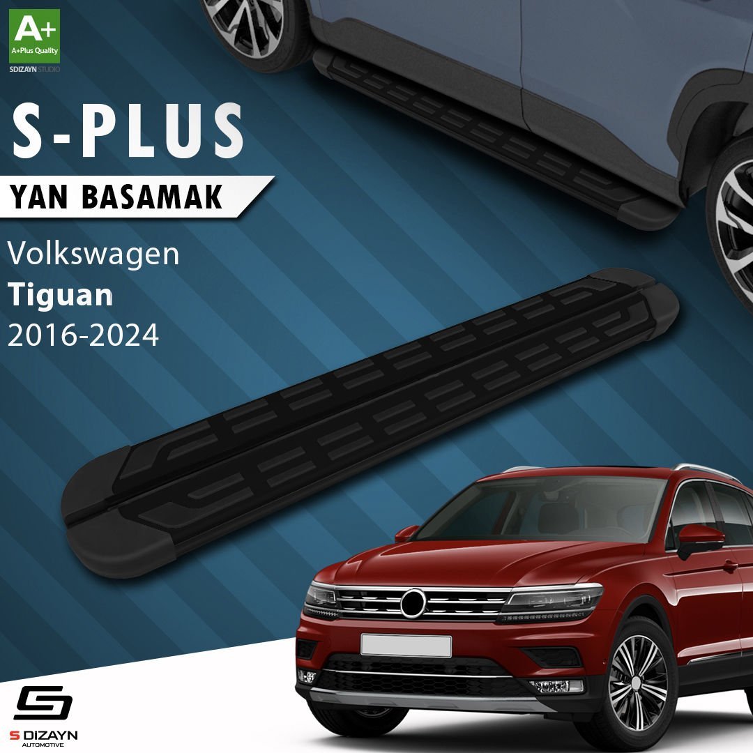 S-Dizayn VW Tiguan 2 S-Plus Siyah Yan Basamak 173 Cm Etekli 2016-2024
