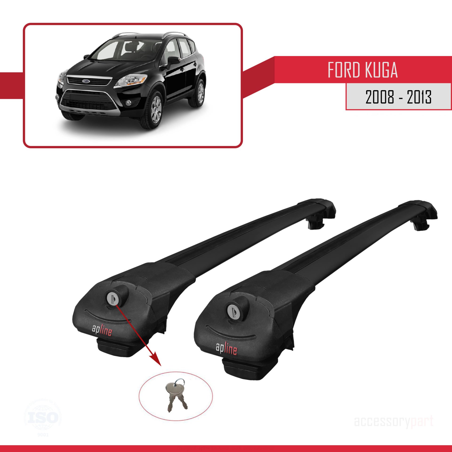 Ford Kuga 2008-2013 Arası ile uyumlu ACE-1 Ara Atkı Tavan Barı SİYAH
