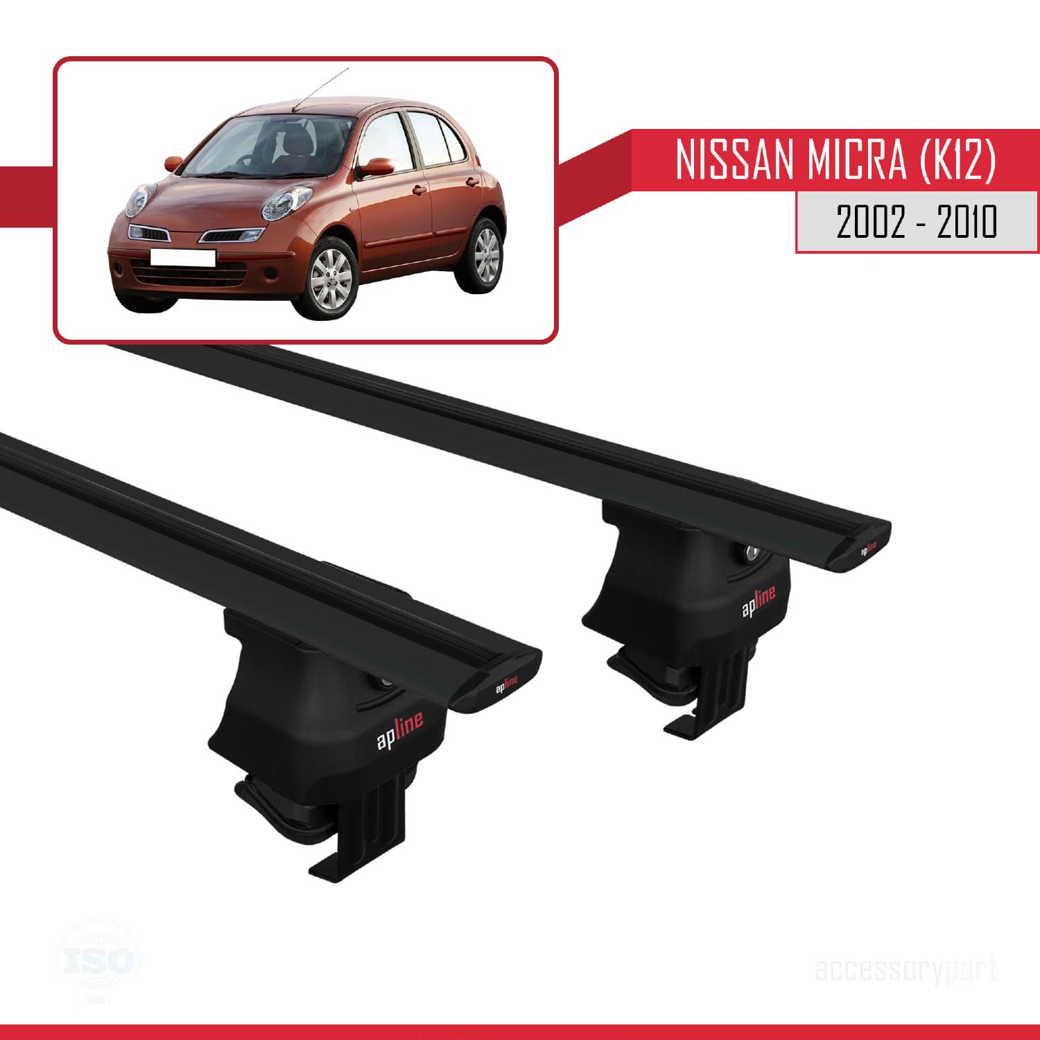 Nissan Micra / March (K12) 2002-2010 Arası ile uyumlu ACE-4 Ara Atkı Tavan Barı SİYAH