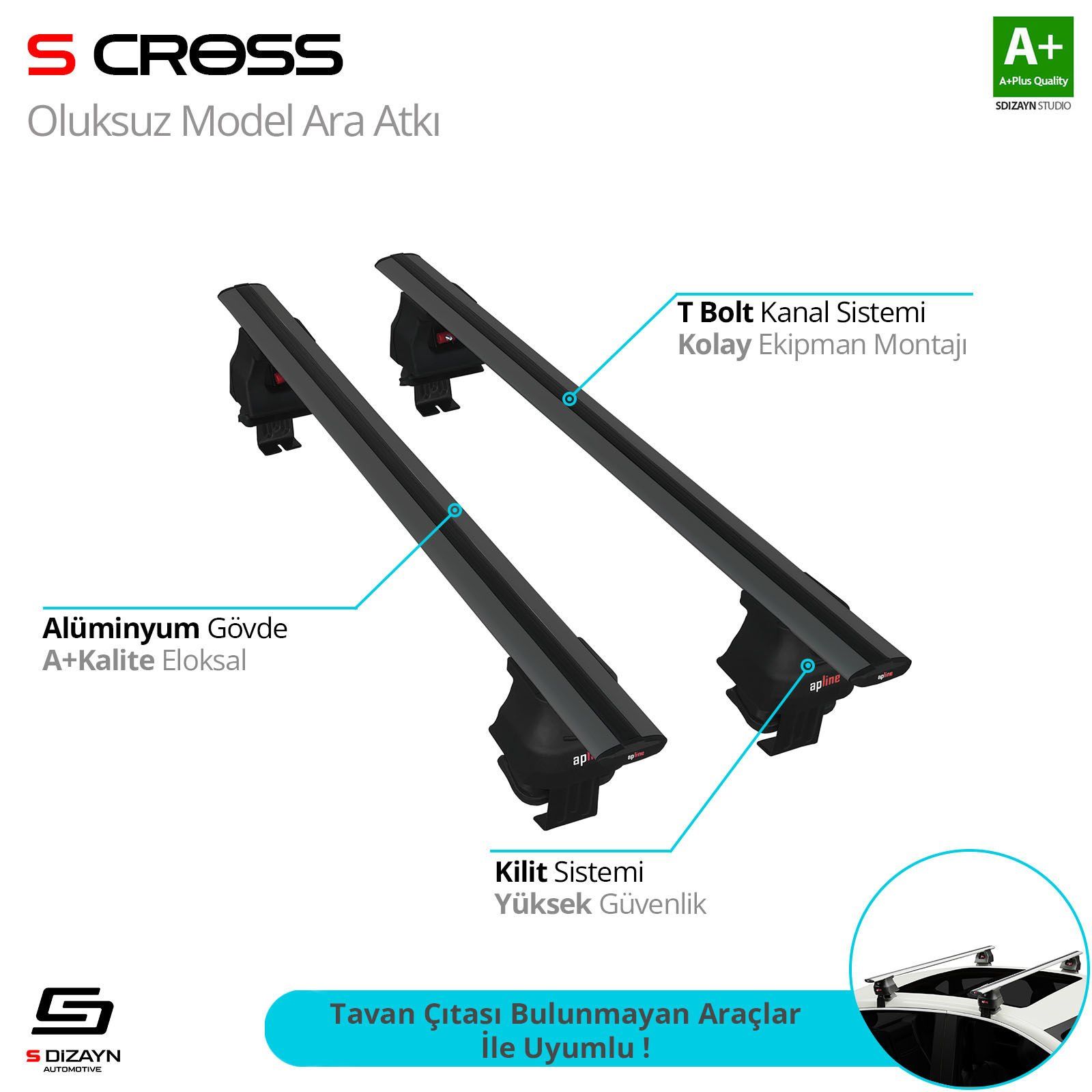 Renault Kadjar Uyumlu 2015 Üzeri Oluksuz Model Siyah Ara Atkı A+ Kalite Parça