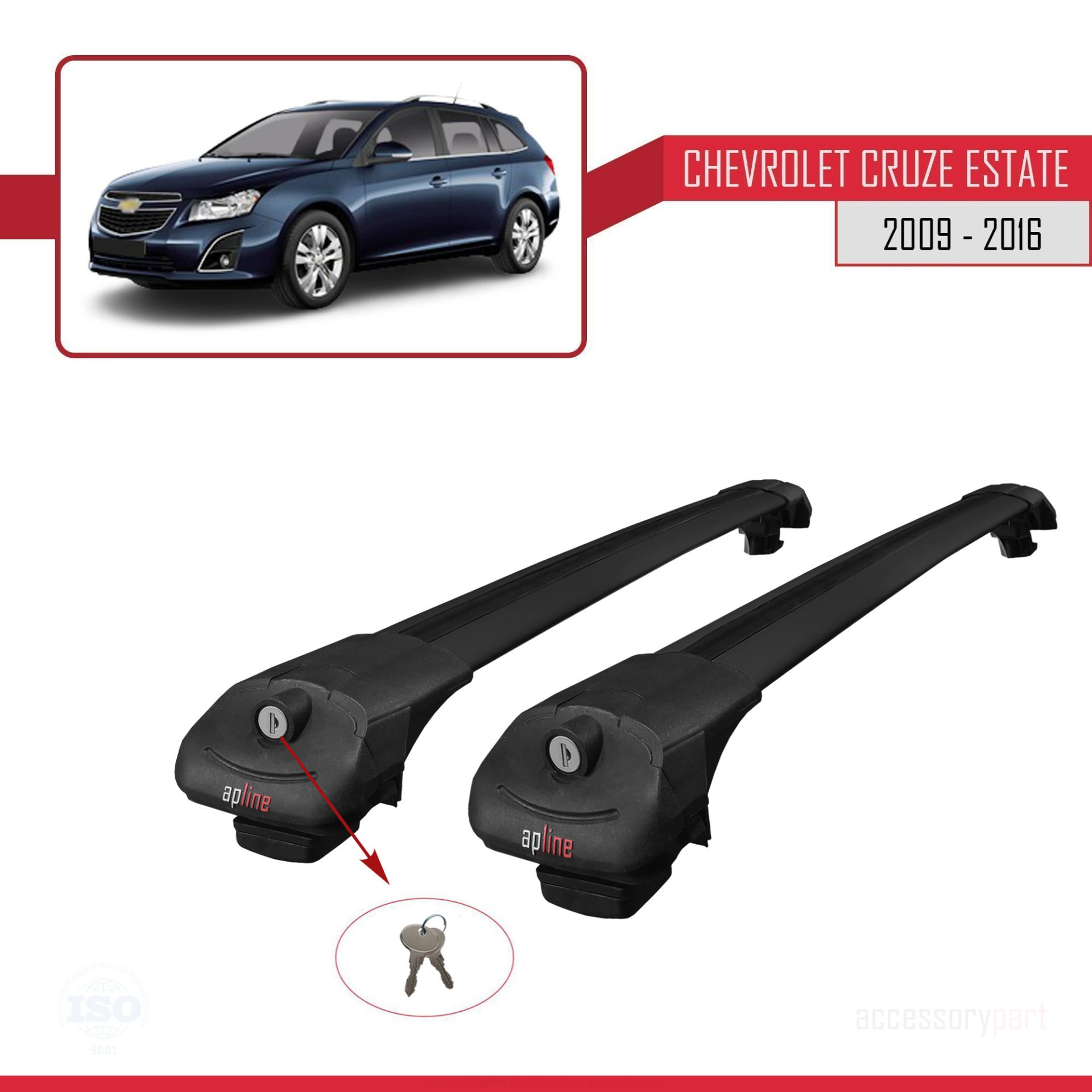 Chevrolet Cruze 2009-2016 Arası ile uyumlu ACE-1 Ara Atkı Tavan Barı SİYAH
