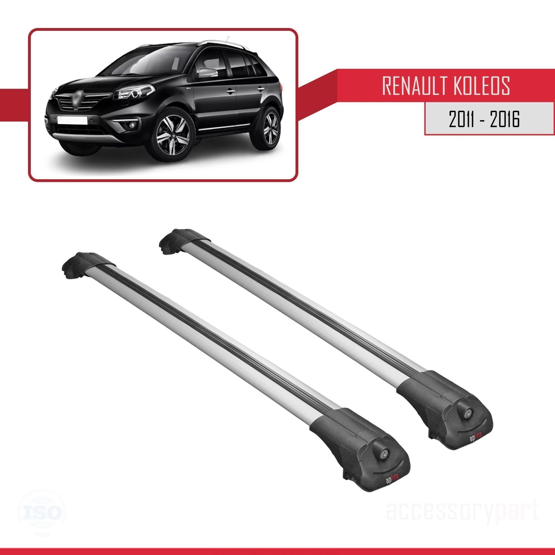 Renault Koleos 2011-2016 Arası ile uyumlu ACE-1 Ara Atkı Tavan Barı GRİ