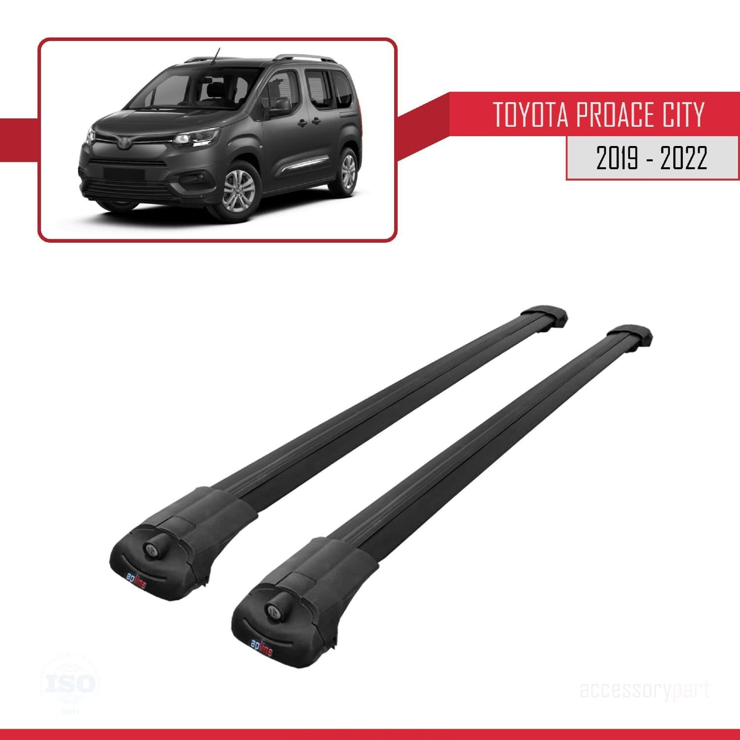 Toyota Proace City 2019-2022 Arası ile uyumlu ACE-1 Ara Atkı Tavan Barı SİYAH