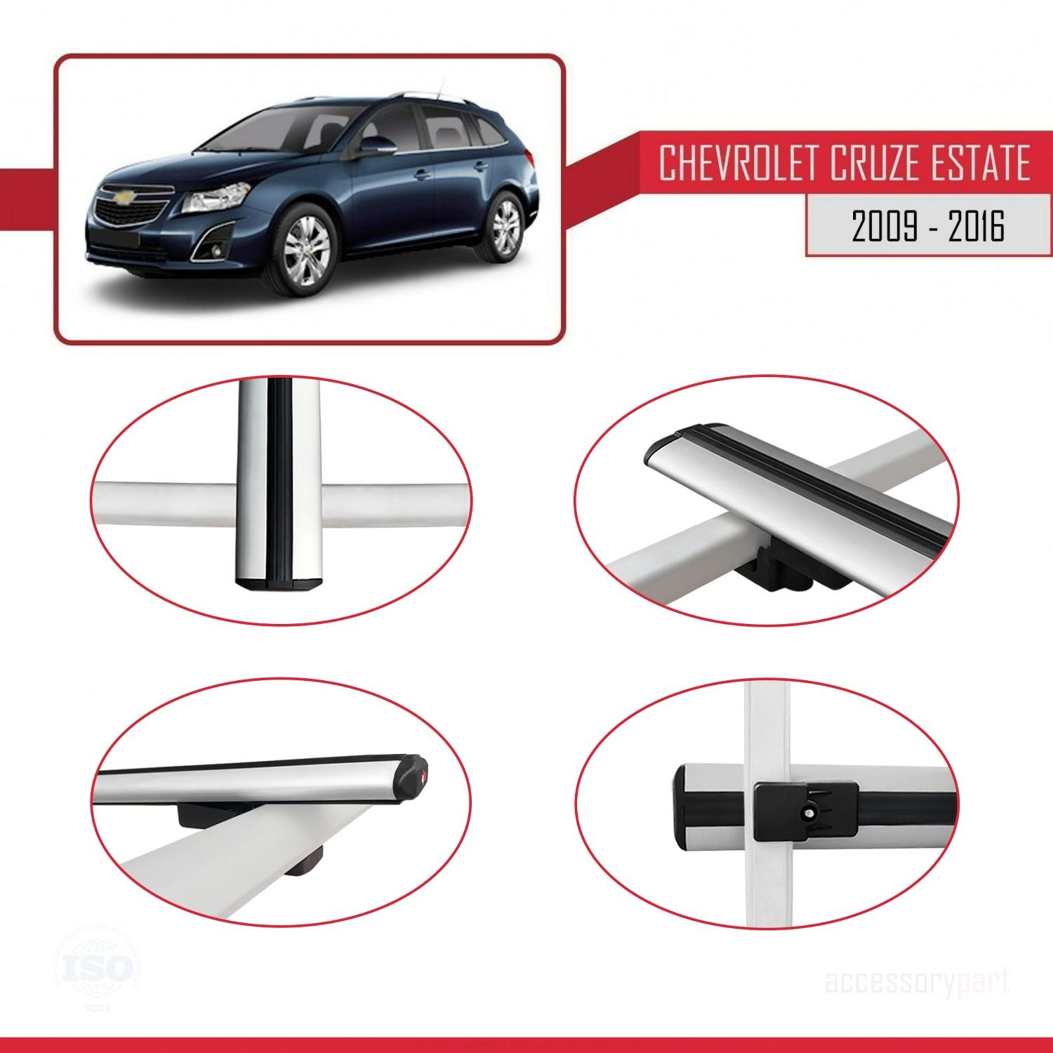 Chevrolet Cruze 2009-2016 Arası ile uyumlu Basic Model Ara Atkı Tavan Barı GRİ 3 ADET