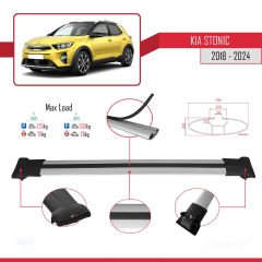 Kia Stonic 2018 ve Sonrası ile Uyumlu FLY Model Ara Atkı Tavan Barı GRİ 3 ADET BAR
