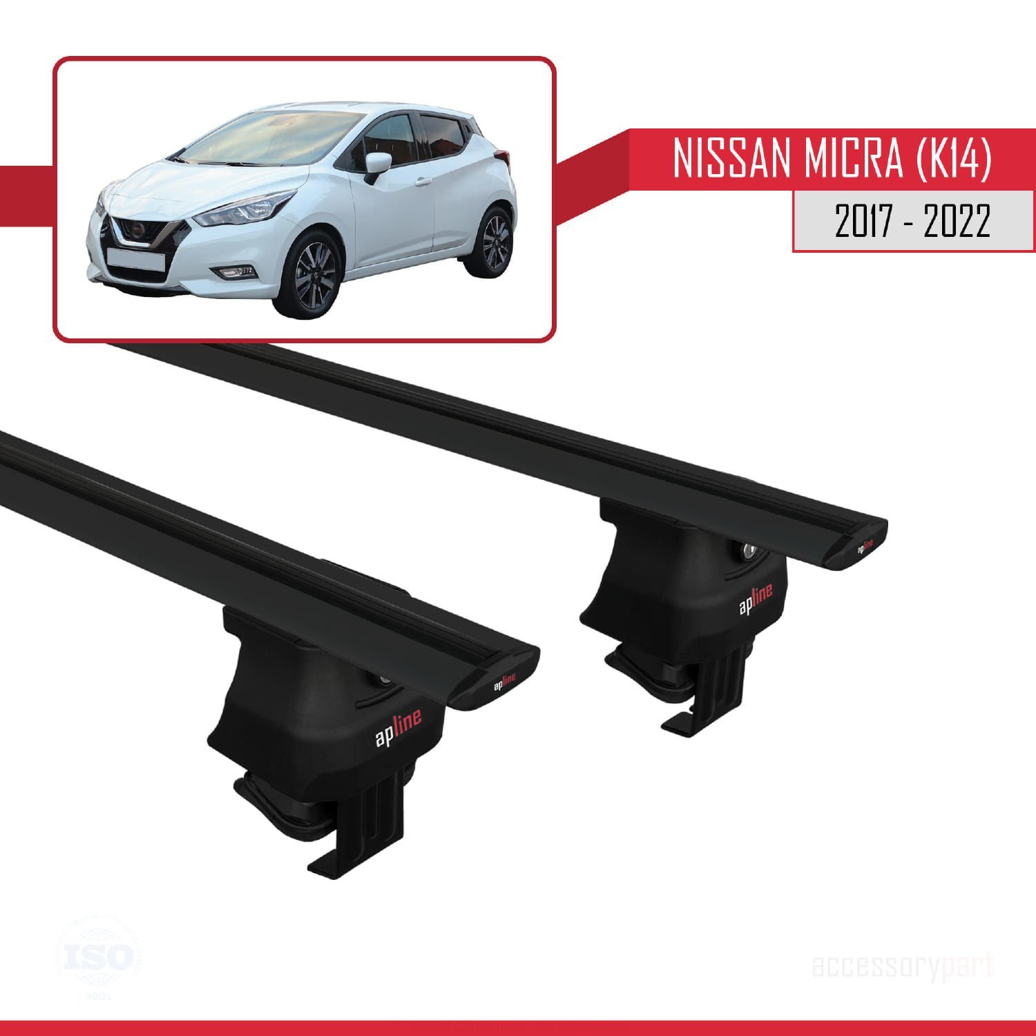 Nissan Micra / March (K14) 2017-2022 Arası ile uyumlu ACE-4 Ara Atkı Tavan Barı SİYAH