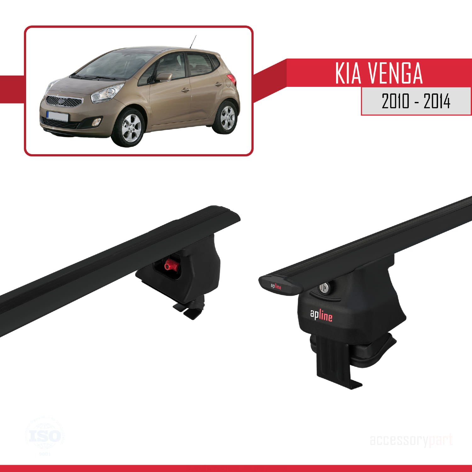 Kia Venga 2010-2014 Arası ile uyumlu ACE-4 Ara Atkı Tavan Barı SİYAH
