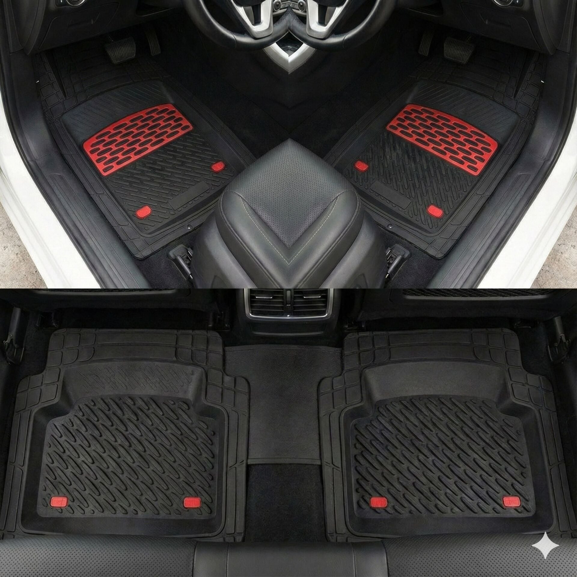 Safir Hyundai Uyumlu Santa Fe Havuzlu Universal Paspas Krom Kırmızı Parça