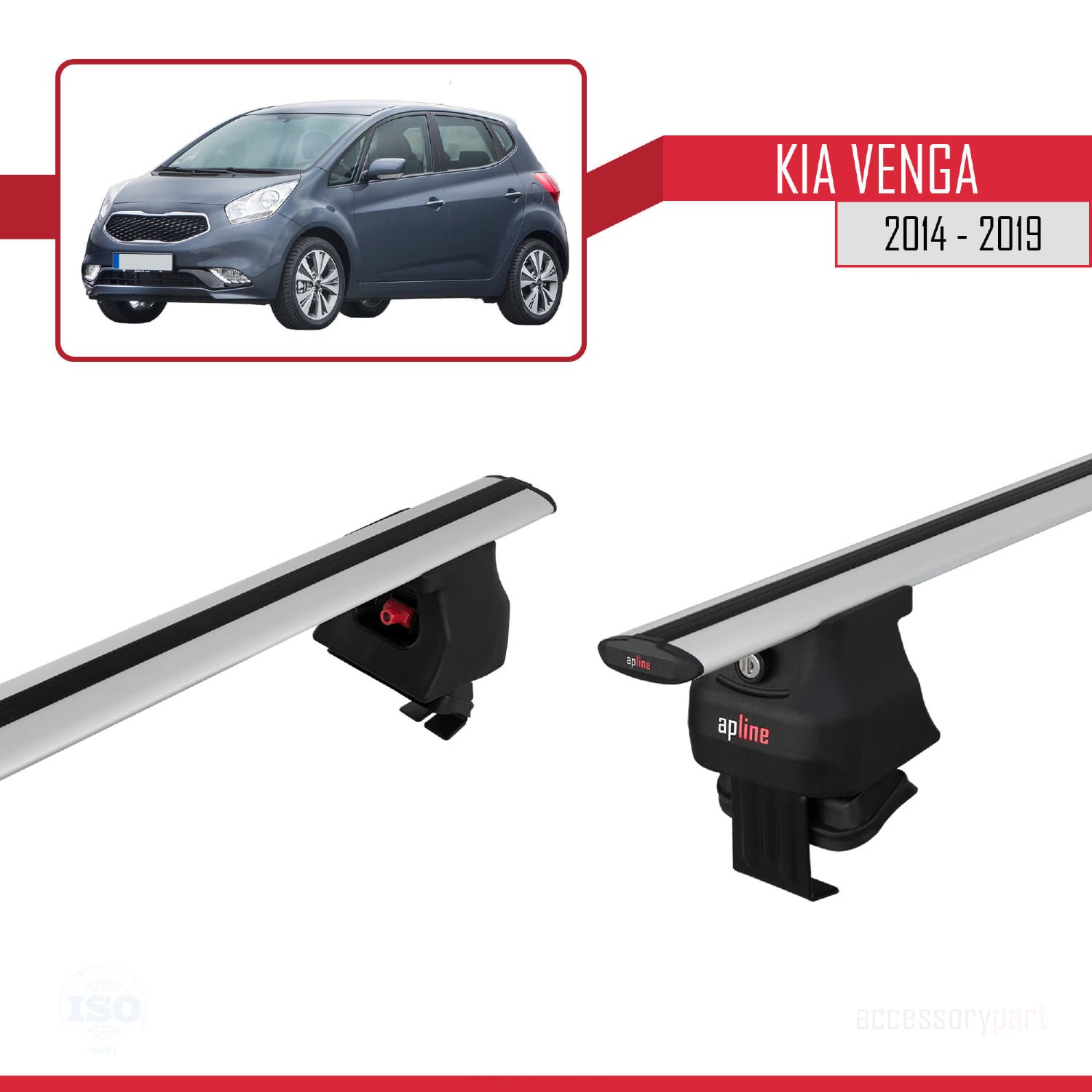Kia Venga 2014-2019 Arası ile uyumlu ACE-4 Ara Atkı Tavan Barı GRİ