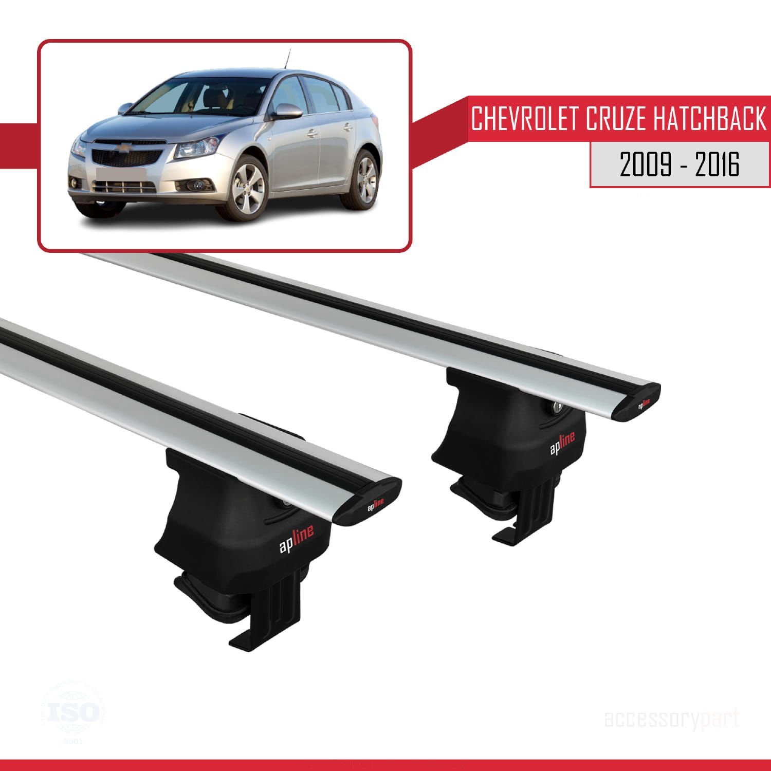 Chevrolet Cruze Hatchback 2009-2016 Arası ile uyumlu ACE-4 Ara Atkı Tavan Barı GRİ