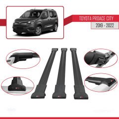 Toyota Proace City 2019-2022 Arası ile uyumlu FLY Model Ara Atkı Tavan Barı SİYAH 3 ADET BAR