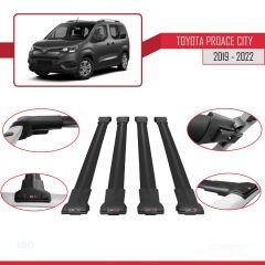 Toyota Proace City 2019-2022 Arası ile uyumlu FLY Model Ara Atkı Tavan Barı SİYAH 4 ADET BAR