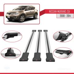 Nissan Murano (Z51) 2008-2014 Arası ile Uyumlu FLY Model Ara Atkı Tavan Barı GRİ 3 ADET BAR