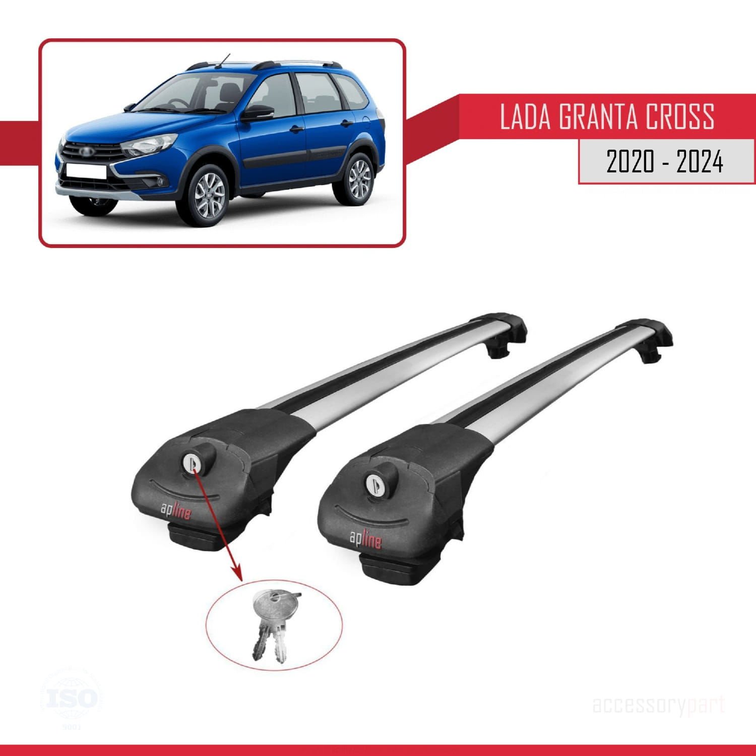 Lada Granta Cross 2020 ve Sonrası ile uyumlu ACE-1 Ara Atkı Tavan Barı GRİ