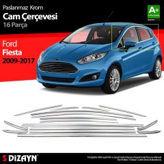 Ford Fiesta Uyumlu Krom Cam Çerçevesi 16 Parça 2009-2017