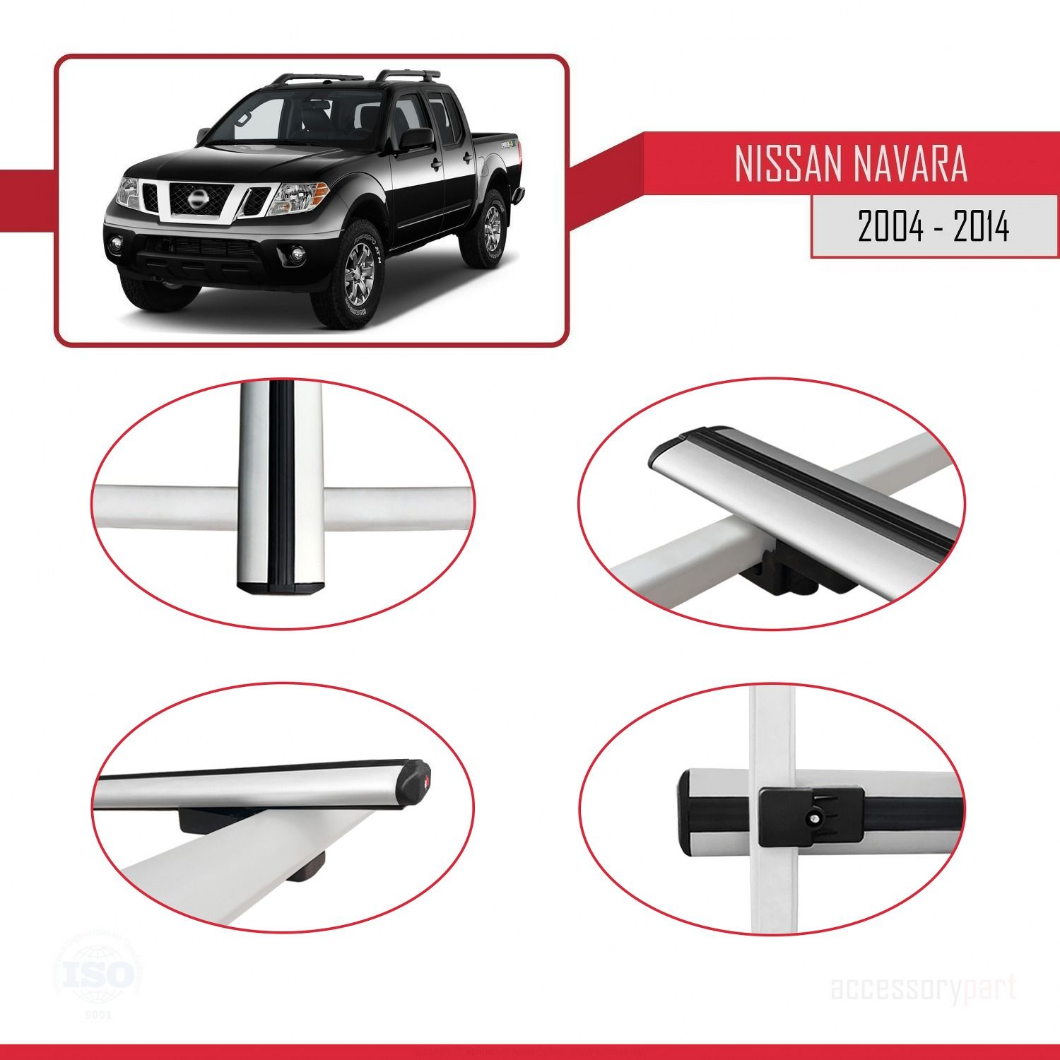 Nissan Navara 2004-2014 Arası ile uyumlu Basic Model Ara Atkı Tavan Barı GRİ 3 ADET