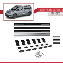 Toyota Proace City Verso 2019-2022 Arası ile uyumlu Basic Model Ara Atkı Tavan Barı SİYAH 3 ADET