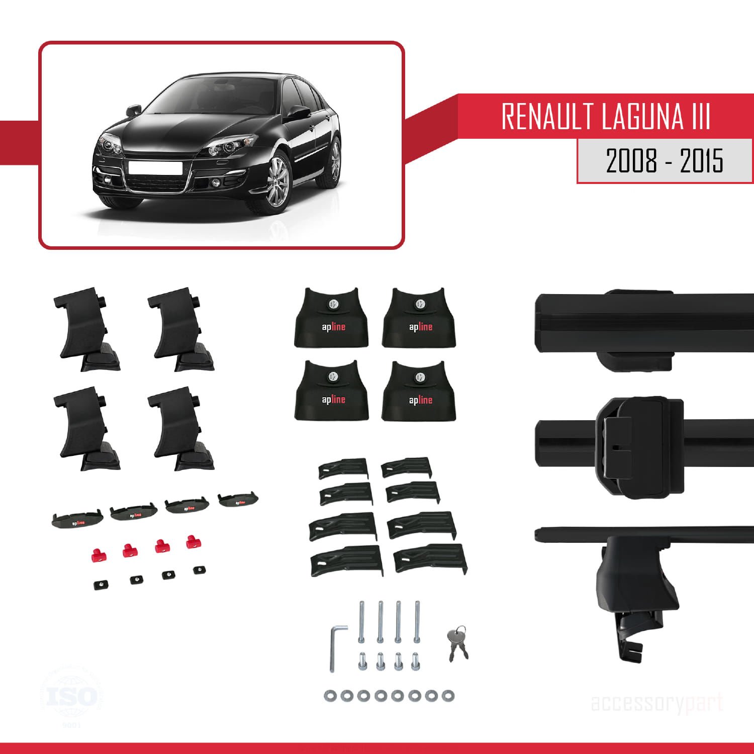 Renault Laguna III 2008-2015 Arası ile uyumlu ACE-4 Ara Atkı Tavan Barı SİYAH