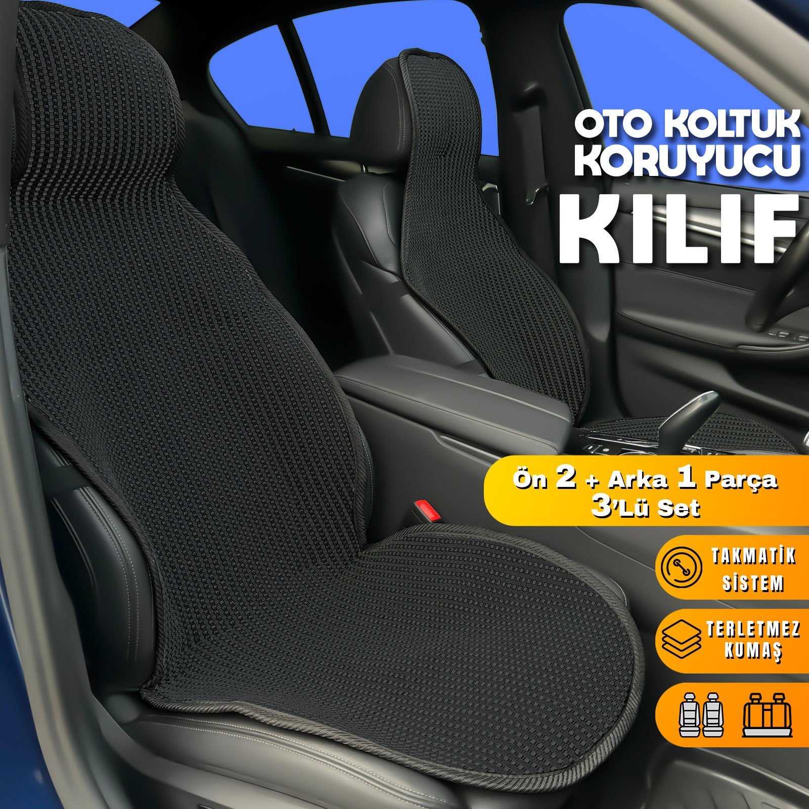 Fiat Marea Uyumlu Koltuk Kılıfı Minder Siyah 2+1 Ön Arka Set