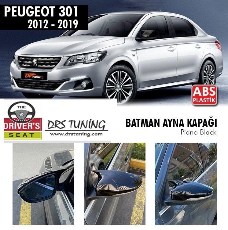 Peugeot 301 Uyumlu (2012-2021) Batman Yarasa Ayna Kapağı (Piano Black)