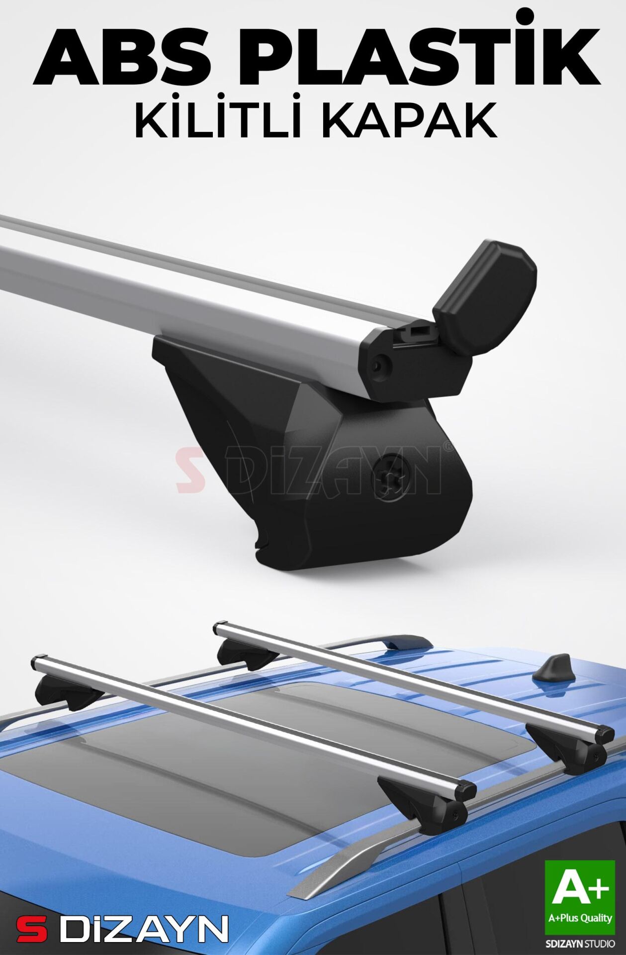 S-Dizayn VW Golf S-Bar Atlas V1 Ara Atkı Tavan Taşıyıcı Barı Gri 120 Cm 2004-2014 A+ Kalite