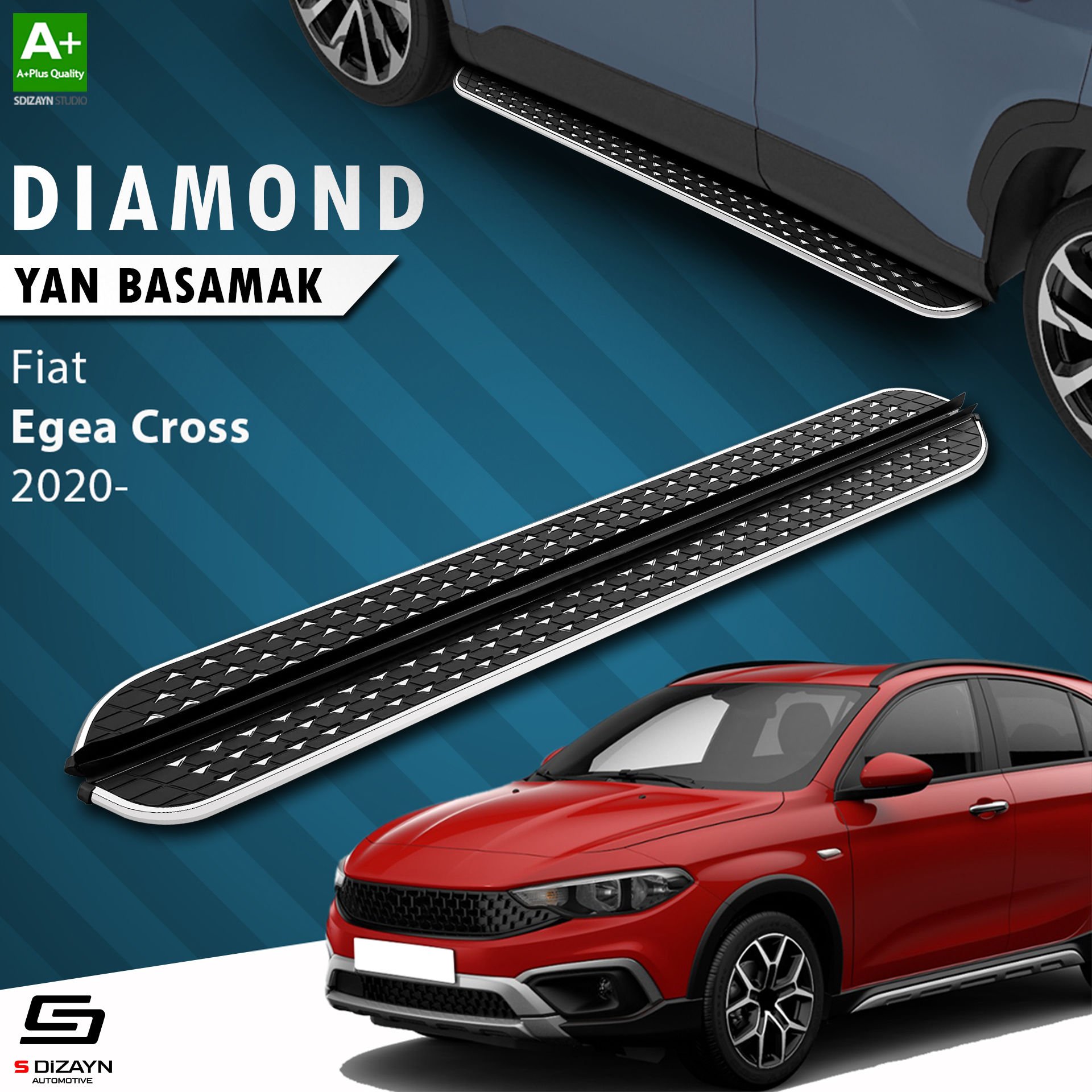 S-Dizayn Fiat Egea Cross Diamond Krom Yan Basamak 183 Cm 2020 Üzeri