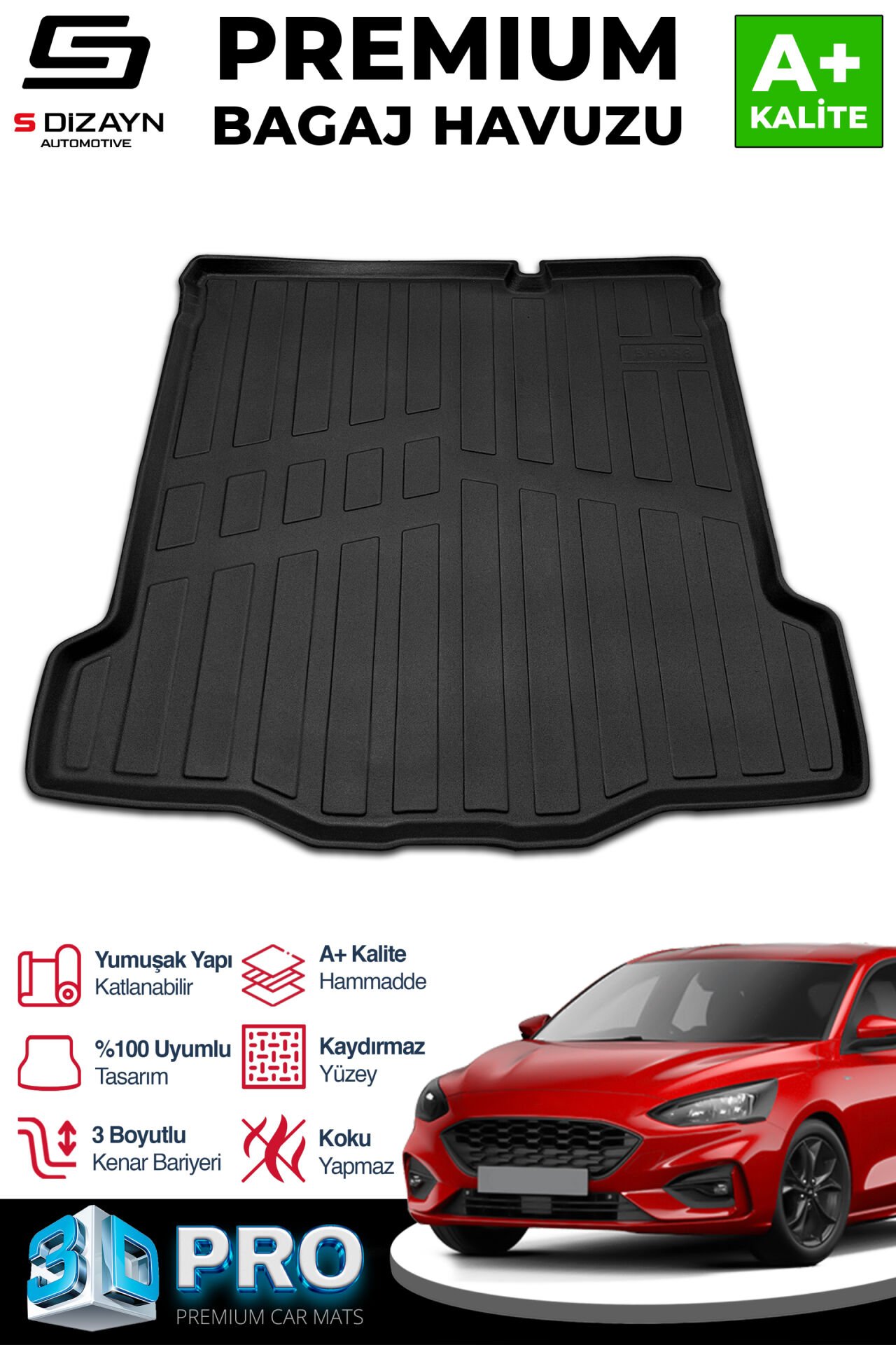 S-Dizayn Ford Focus 4 Tamir Kitli 3D Pro Bagaj Havuzu 2018 Üzeri A+ Kalite