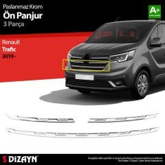 S-Dizayn Renault Trafic Krom Ön Panjur 3 Prç. 2019 Üzeri