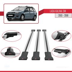 Lada Kalina SW 2013-2018 Arası ile Uyumlu FLY Model Ara Atkı Tavan Barı GRİ 3 ADET BAR