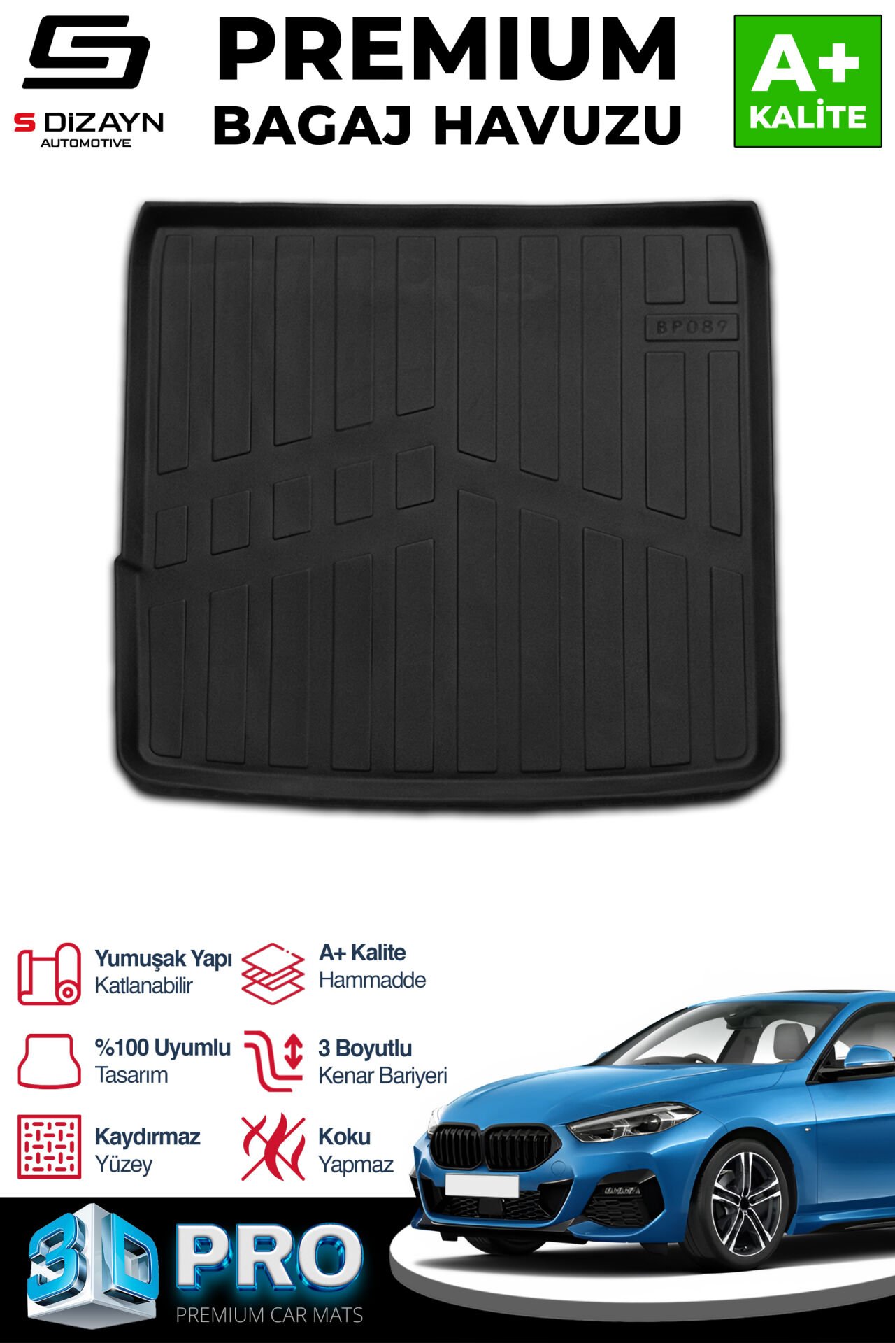 S-Dizayn Bmw 2 Serisi F44 Üst Bagaj 3D Pro Bagaj Havuzu 2019 Üzeri A+ Kalite