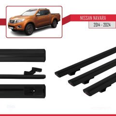 Nissan Navara 2014 ve Sonrası ile uyumlu Basic Model Ara Atkı Tavan Barı SİYAH 3 ADET