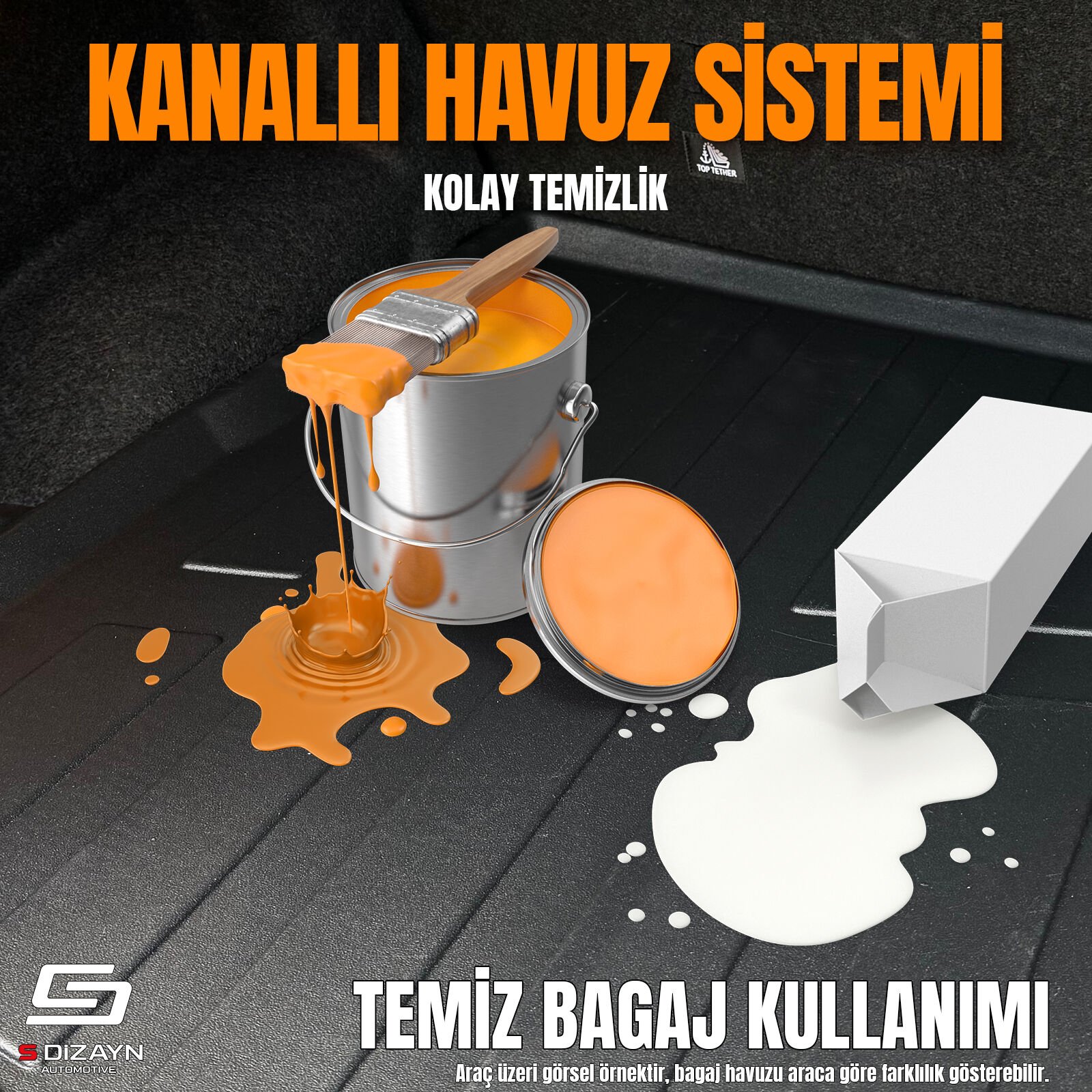 S-Dizayn Renault Megane 4 3D Pro Bagaj Havuzu Çift Kulaklı 2016 Üzeri A+ Kalite