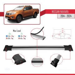 Nissan Navara 2014 ve Sonrası ile Uyumlu FLY Model Ara Atkı Tavan Barı GRİ