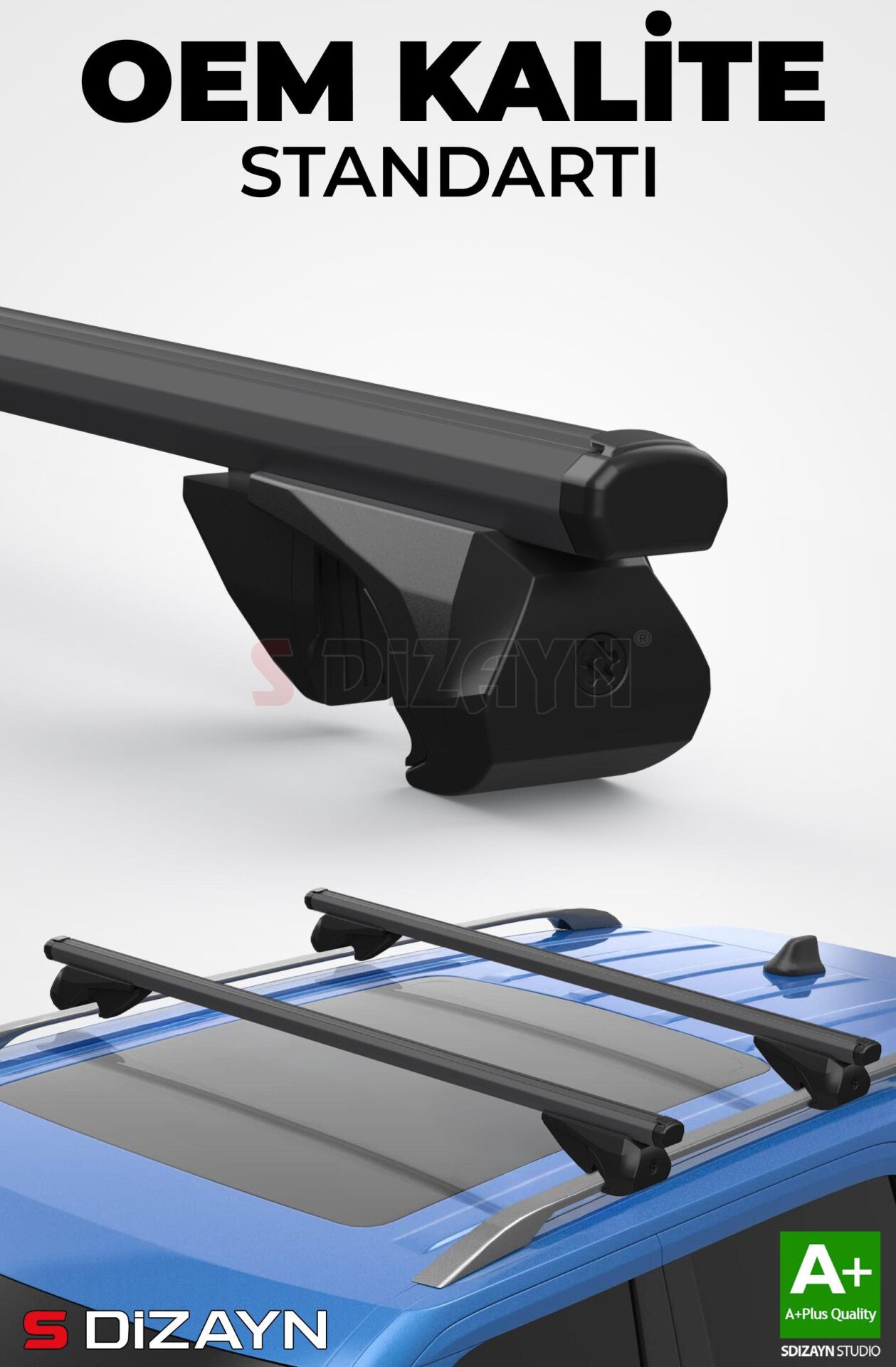 S-Dizayn VW Golf Sportsvan S-Bar Atlas V1 Ara Atkı Tavan Taşıyıcı Barı Siyah 120 Cm 2014-2020 A+ Kalite