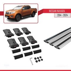 Nissan Navara 2014 ve Sonrası ile Uyumlu FLY Model Ara Atkı Tavan Barı GRİ 3 ADET BAR