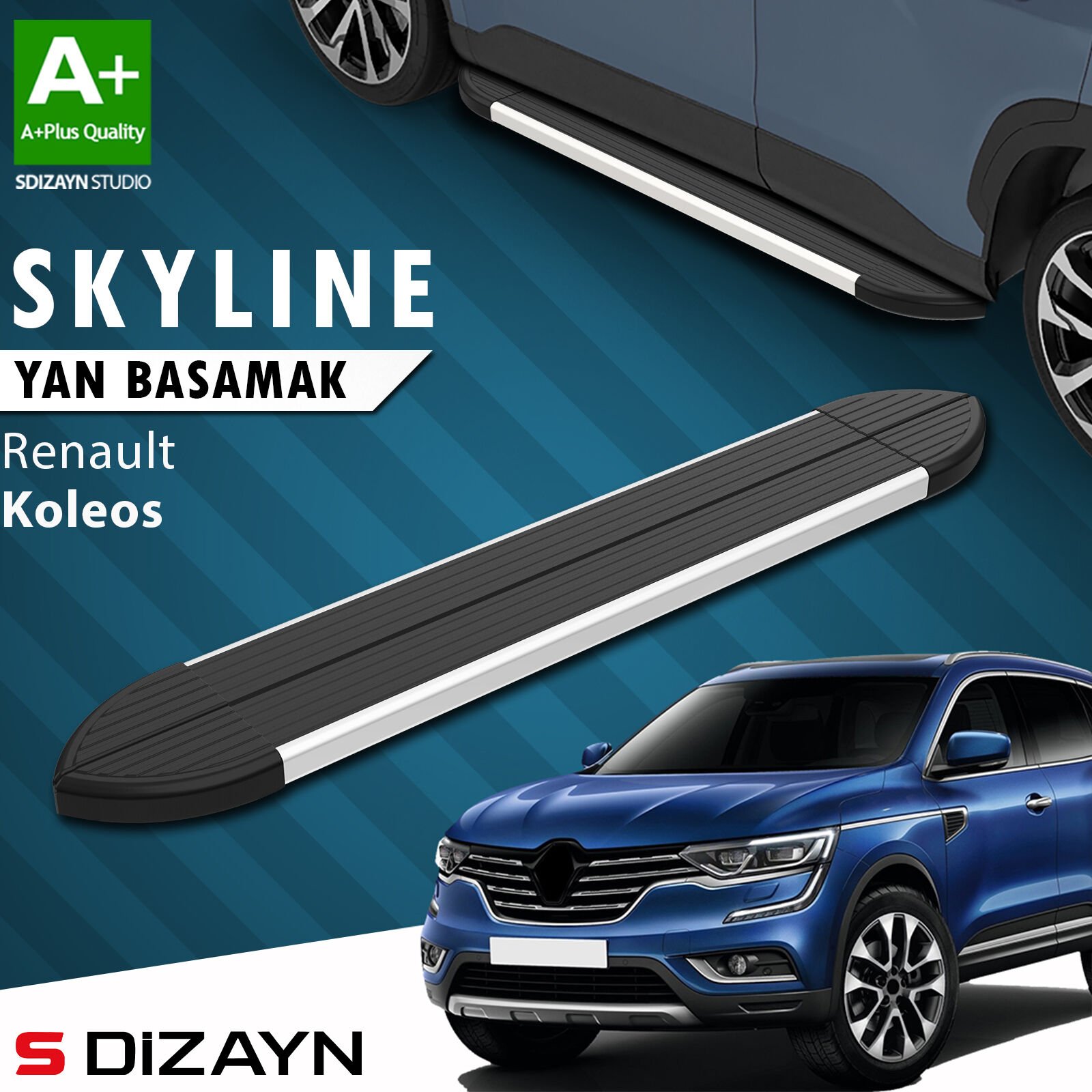 S-Dizayn Renault Koleos 2 Skyline Aluminyum Yan Basamak 163 Cm 2016 Üzeri A+ Kalite