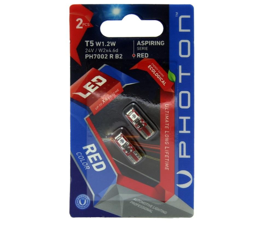 T5 Uyumlu W1.2W 24V 3SMD LED PH7002 R B2