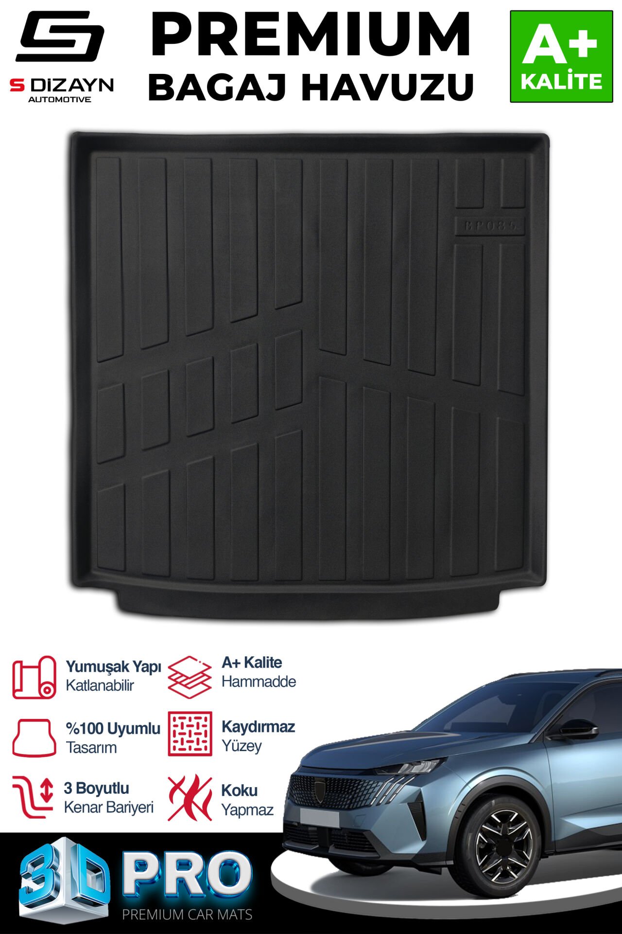 S-Dizayn Peugeot 5008 Hybrid 3D Pro Bagaj Havuzu 2025 Üzeri A+ Kalite